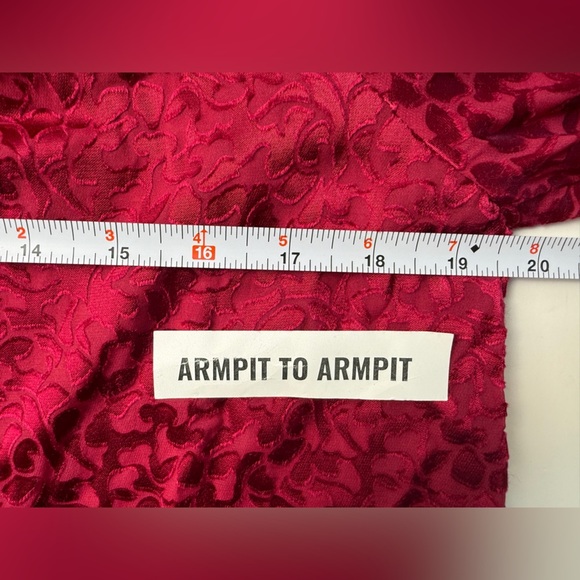 Anthropologie Susanna Burnout Velvet Button Down Blouse Cherry Red Semi-Sheer SM - Picture 14 of 14